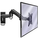 Invision Monitor Wandhalterung für PC Monitor & TV - Für Bildschirme 17 bis 27 Zoll - Ergonomisch Höhenverstellbar, Einarmig Schwenkbar und Drehbar - VESA 75x75mm & 100x100mm - Gewicht 2-7kg [MX250]